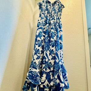 Grace Karin Blue and White Floral Maxi Dress